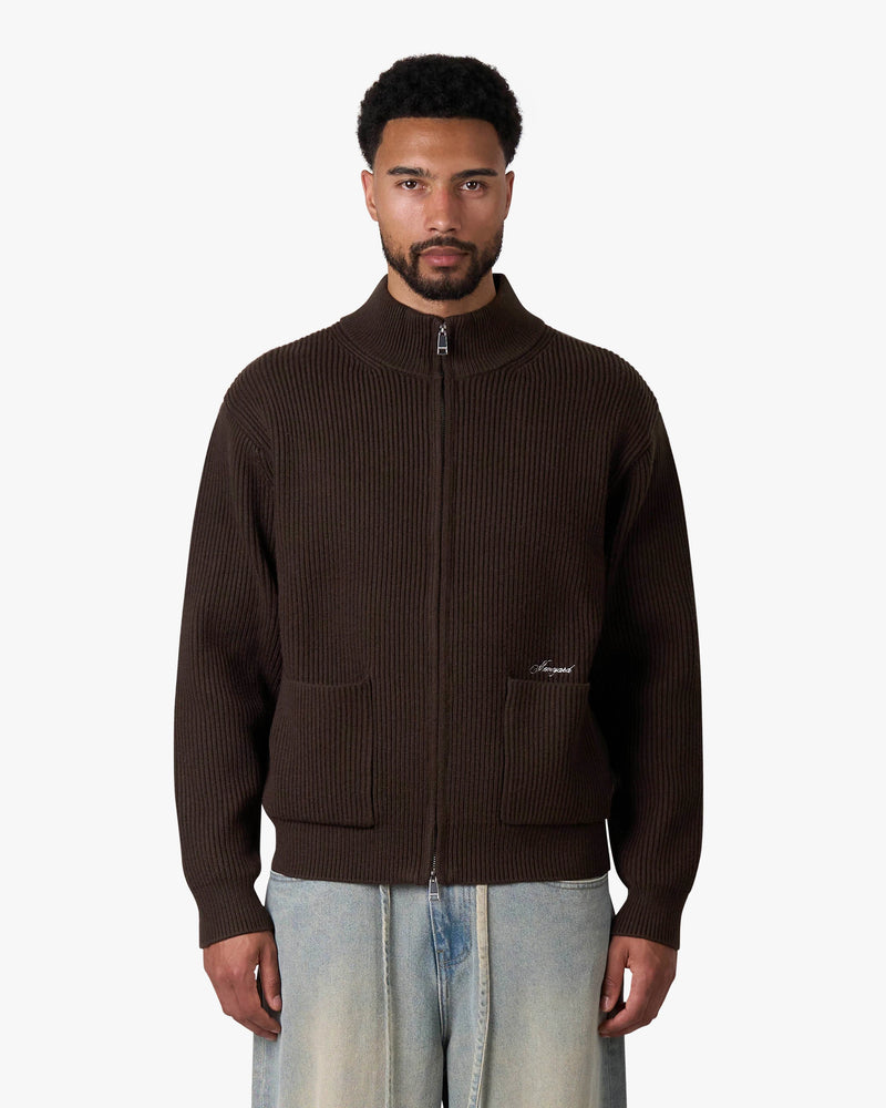 Giacca Heavy Knitted Zip-Up Cardigan | Brown
