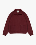 Giacca Heavy Knitted Zip-Up Cardigan | Burgundy flatlay open