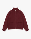 Giacca Heavy Knitted Zip-Up Cardigan | Burgundy flatlay