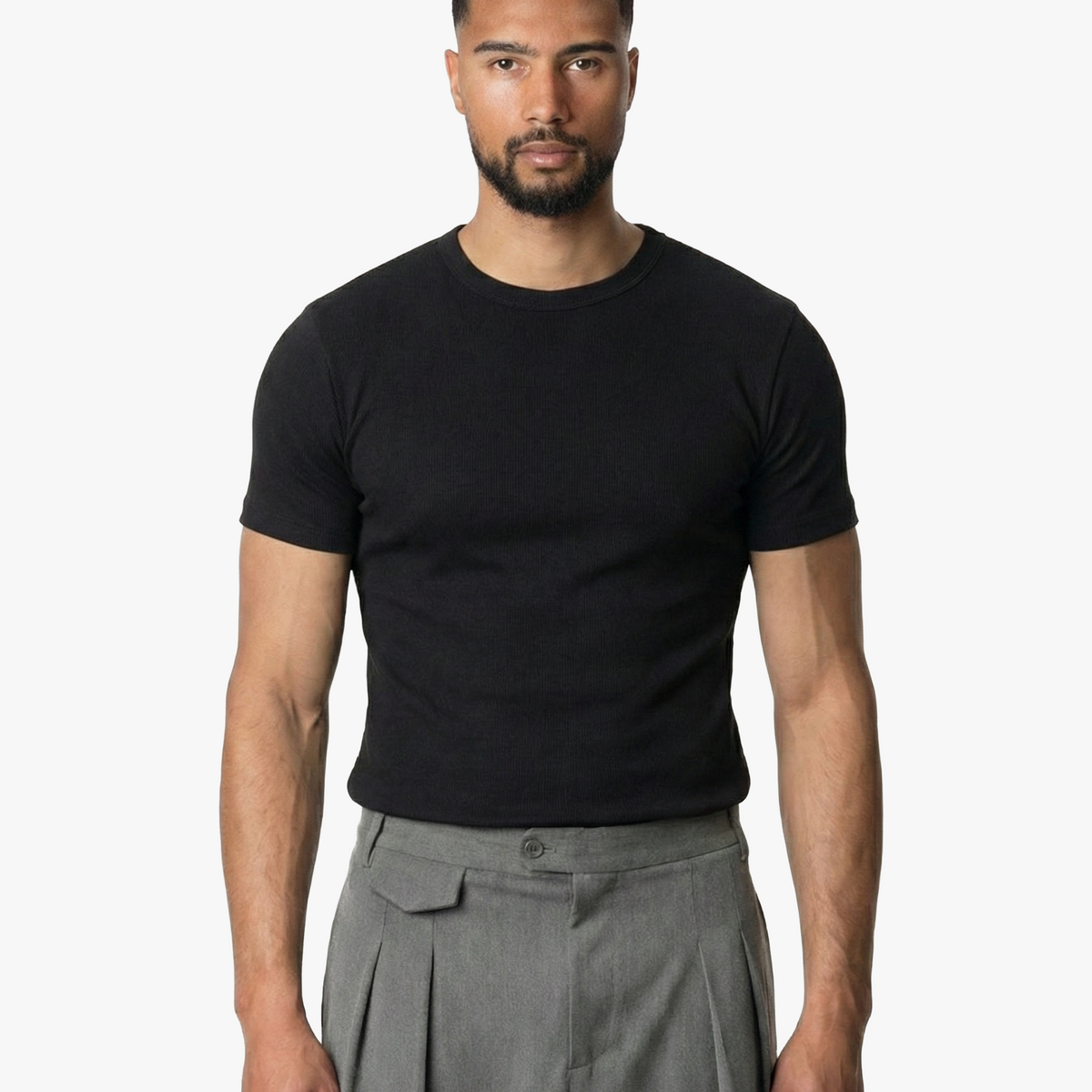 Ribbed T-Shirt – Black | Menyard®