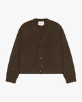 Marea V-Neck Brushed Cardigan | Dark Brown flatlay