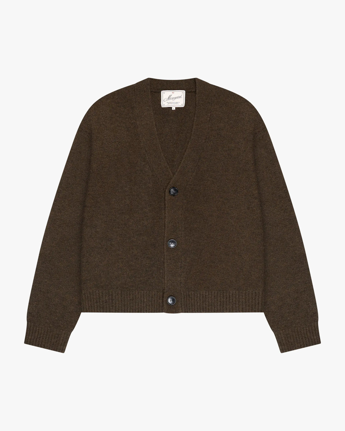 Marea V-Neck Brushed Cardigan | Dark Brown flatlay