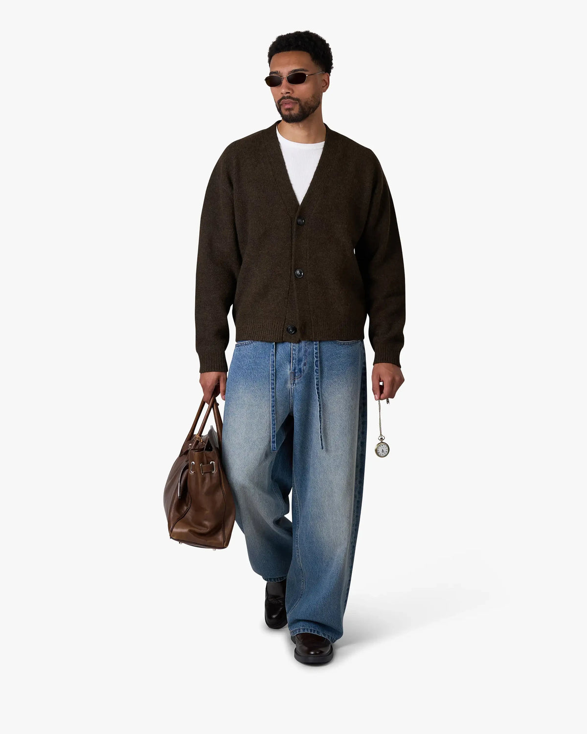 Marea V-Neck Brushed Cardigan | Dark Brown