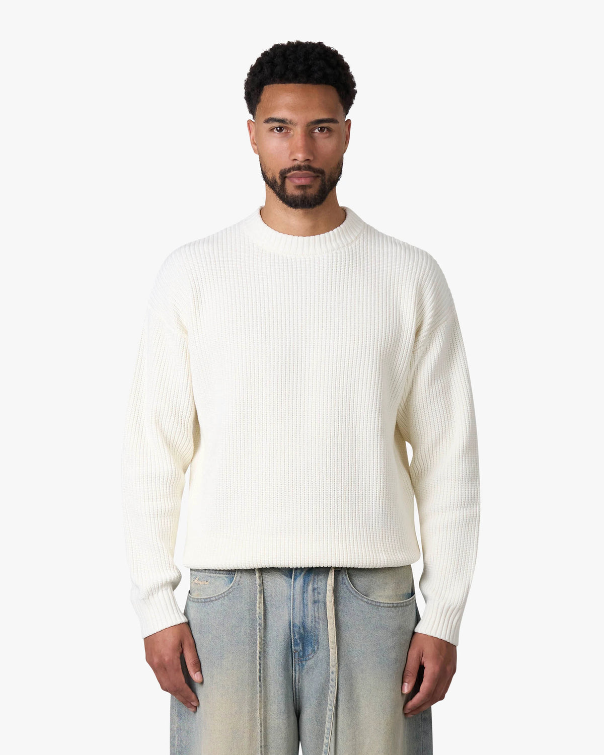 Naval Knitted Cotton Sweater | Ecru