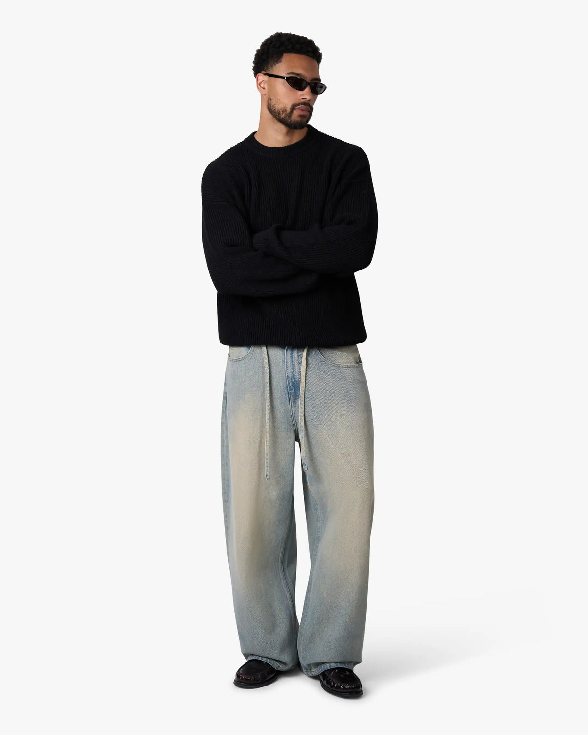 Naval Knitted Cotton Sweater | Black