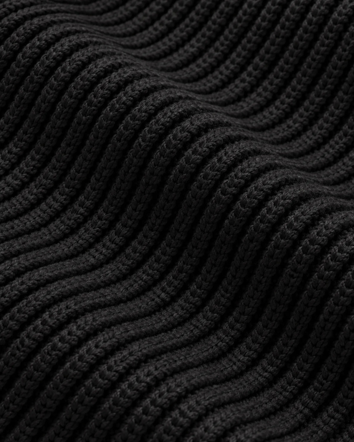 Naval Knitted Cotton Sweater Black rib knit detail close-up