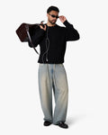 Naval Knitted Cotton Sweater | Black