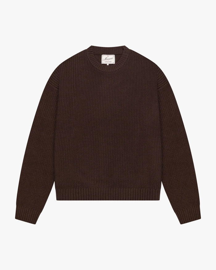 Naval Knitted Cotton Sweater | Dark Brown