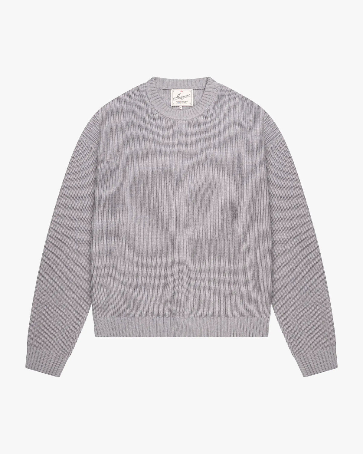 Naval Knitted Cotton Sweater | Grey Melee flatlay