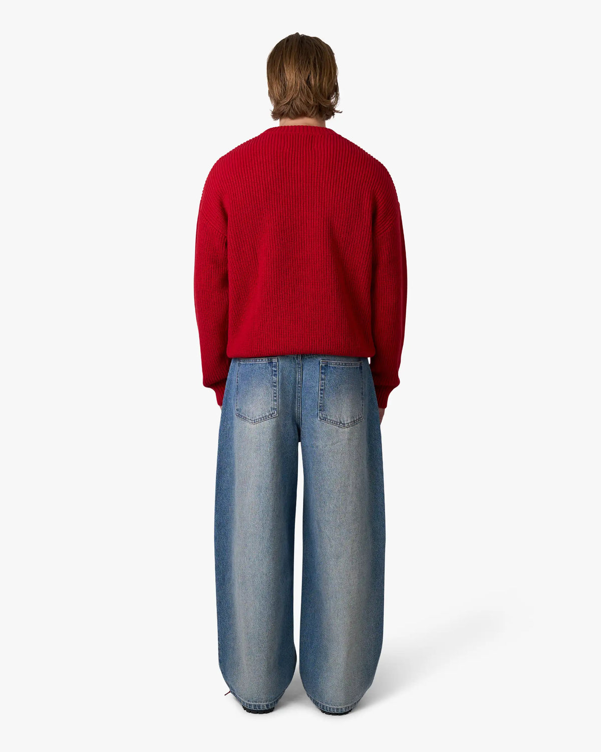 Naval Knitted Cotton Sweater | Red