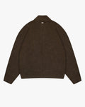 Signore Brushed Zip-Up Cardigan | Brown flatlay back