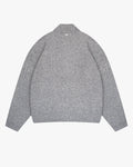 Signore Brushed Zip-Up Cardigan | Grey Melee flatlay back