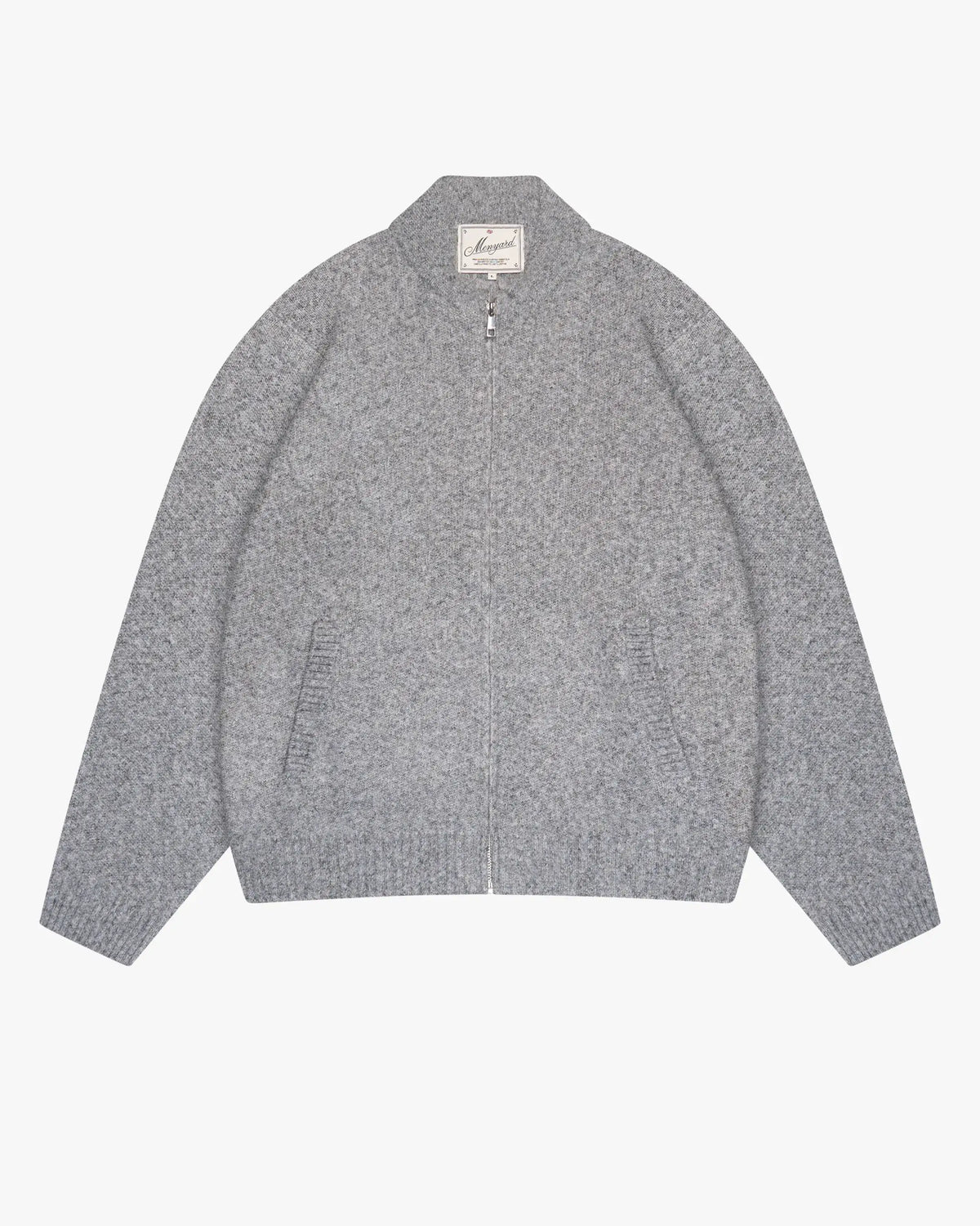Signore Brushed Zip-Up Cardigan | Grey Melee flatlay