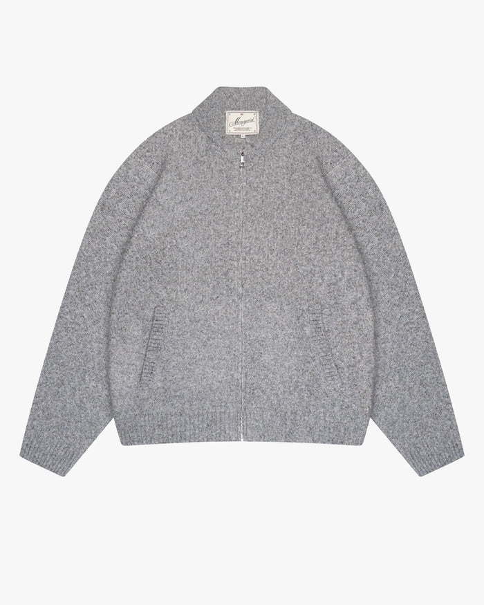 Signore Brushed Zip-Up Cardigan | Grey Melee