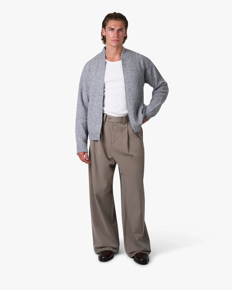 Signore Brushed Zip-Up Cardigan | Grey Melee