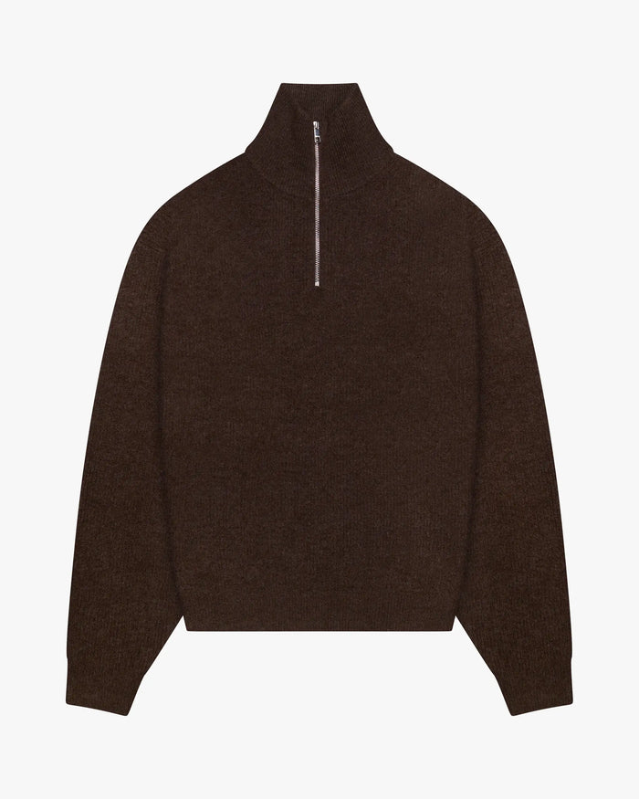 Sontuso Knitted Half-Zip Sweater | Dark Brown