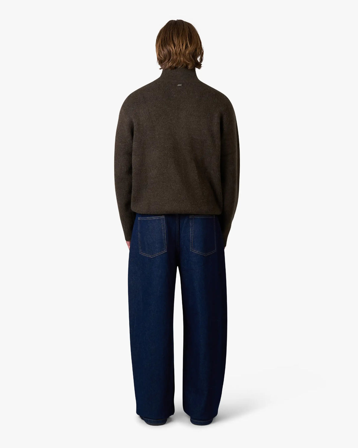 Sontuso Knitted Half-Zip Sweater | Dark Brown