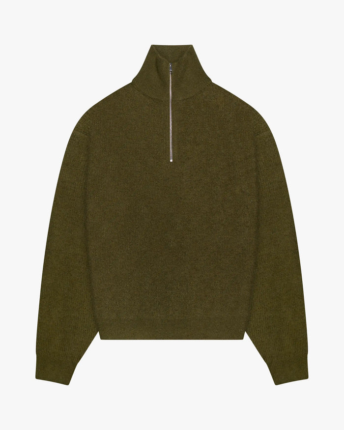 Sontuso Knitted Half-Zip Sweater | Green