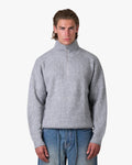 Sontuso Knitted Half-Zip Sweater | Light Grey Melee