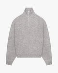 Sontuso Knitted Half-Zip Sweater | Light Grey Melee flatlay