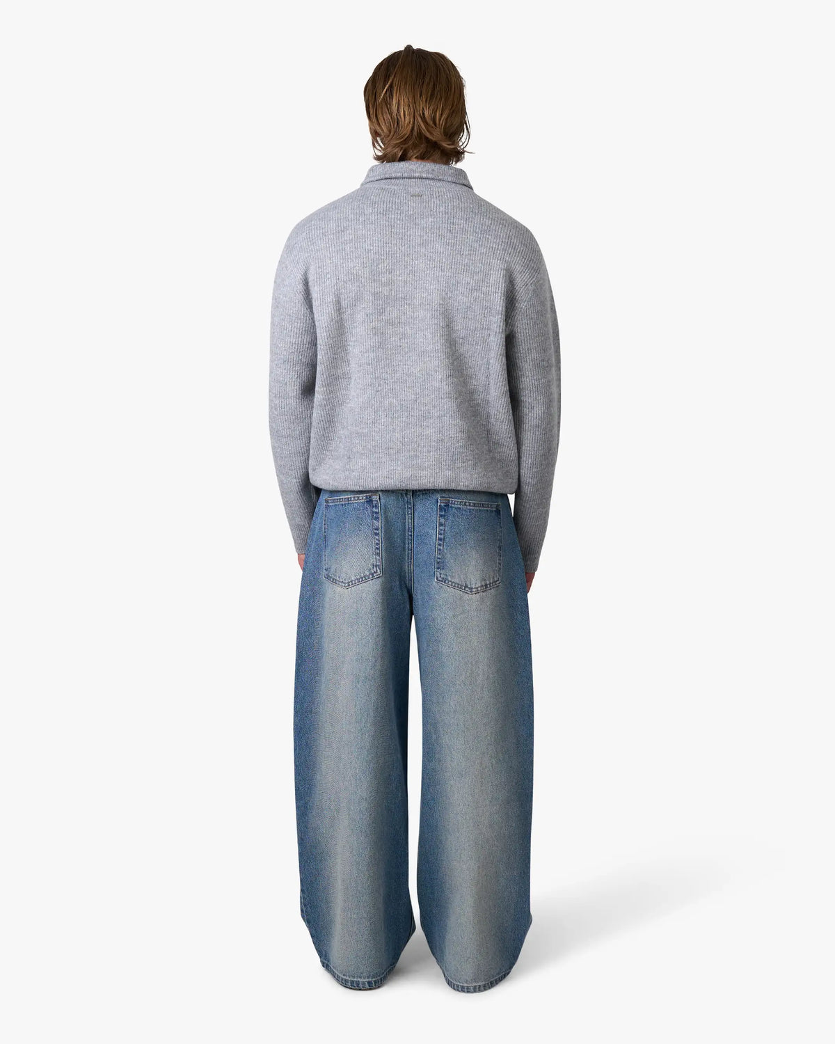 Sontuso Knitted Half-Zip Sweater | Light Grey Melee