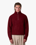 Sontuso Knitted Half-Zip Sweater | Red