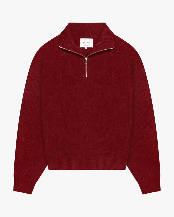 Sontuso Knitted Half-Zip Sweater | Red