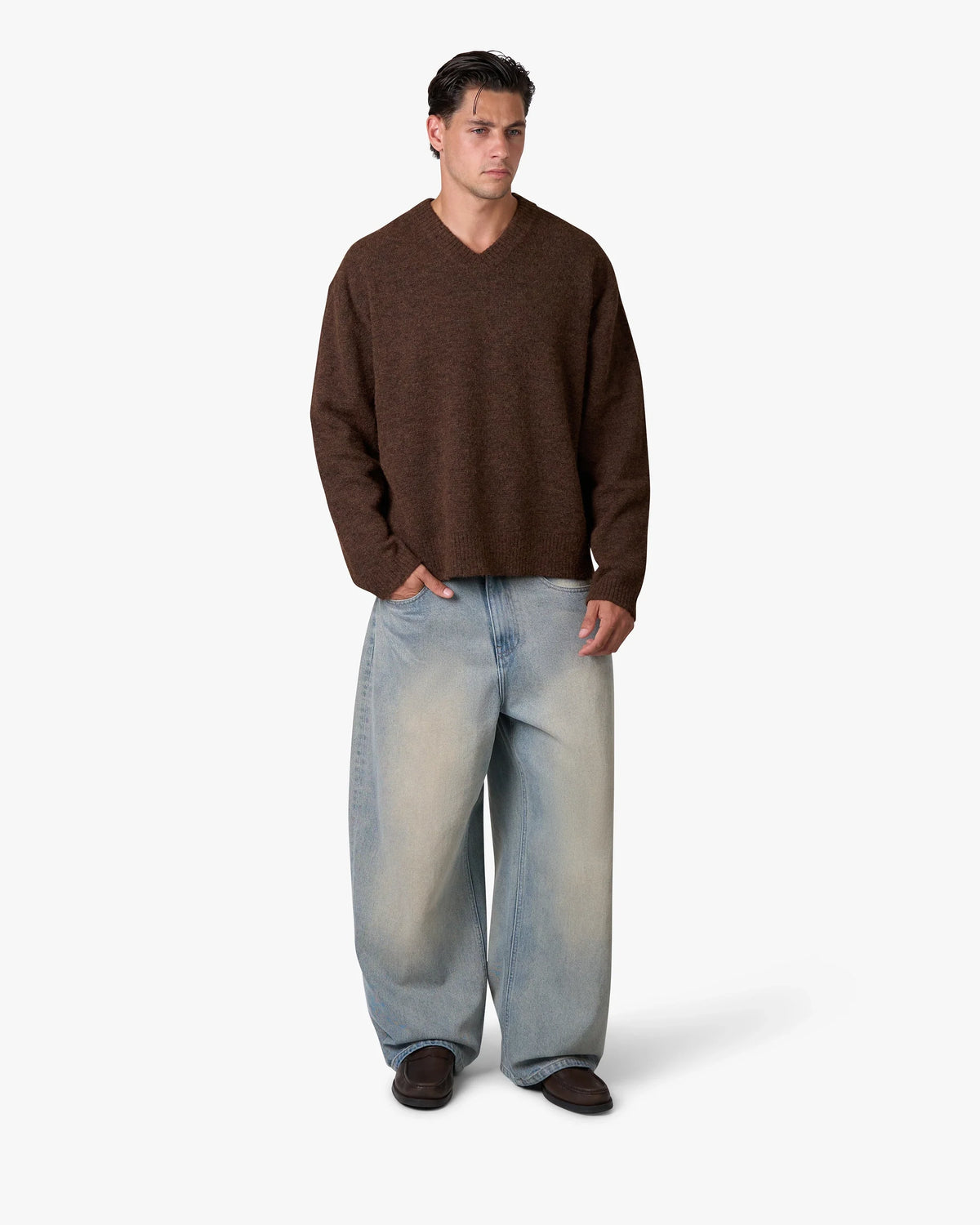 Trade V-Neck Knit | Brown