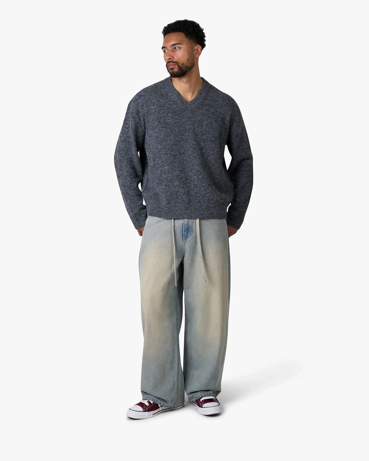 Trade V-Neck Knit | Grey Melee