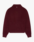 Ventura Cotton Zip-Up Cardigan | Burgundy flatlay back