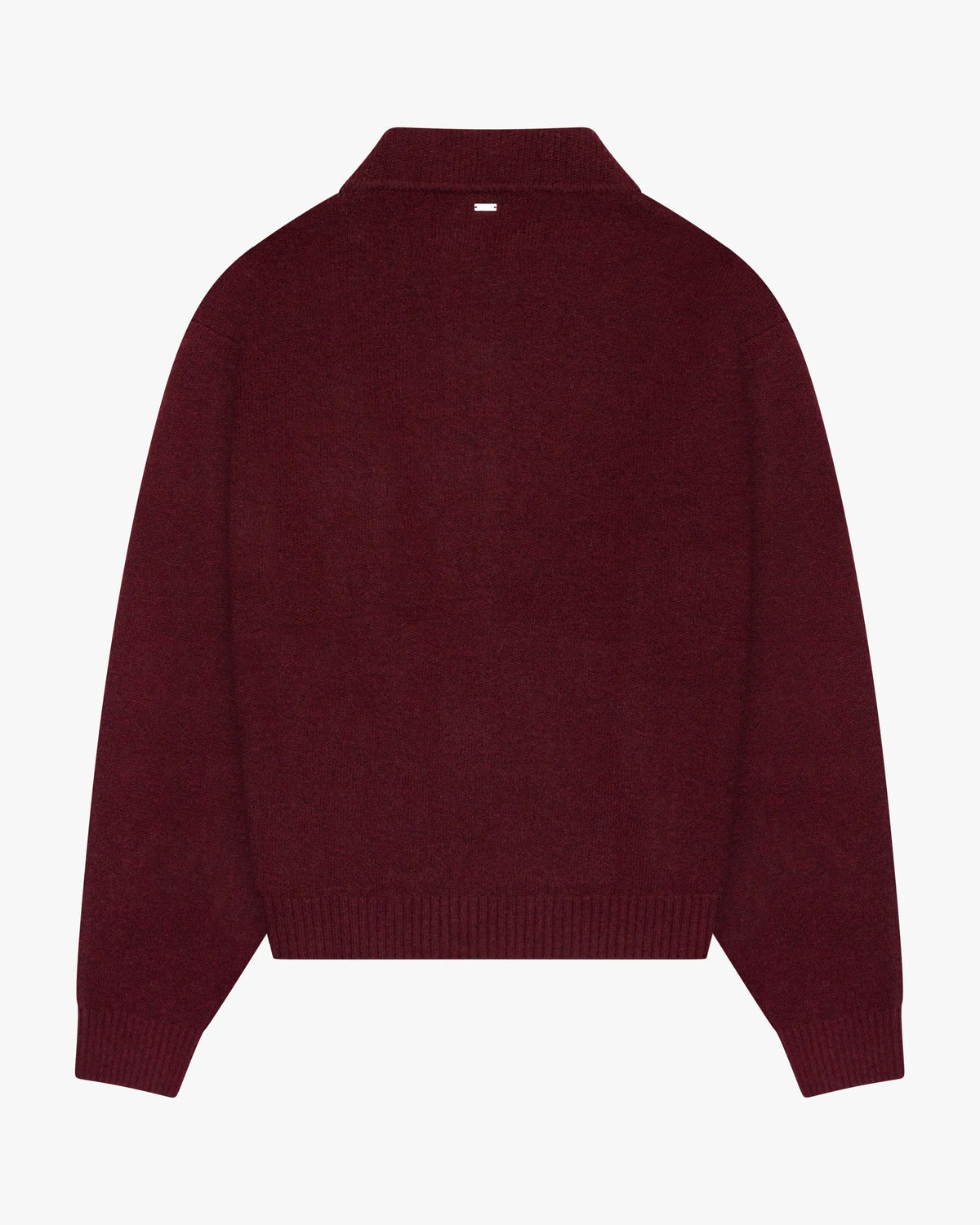 Ventura Cotton Zip-Up Cardigan | Burgundy flatlay back