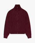 Ventura Cotton Zip-Up Cardigan | Burgundy flatlay open
